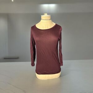 J.Brand Burgundy Long Sleeve Tee layering Size XS